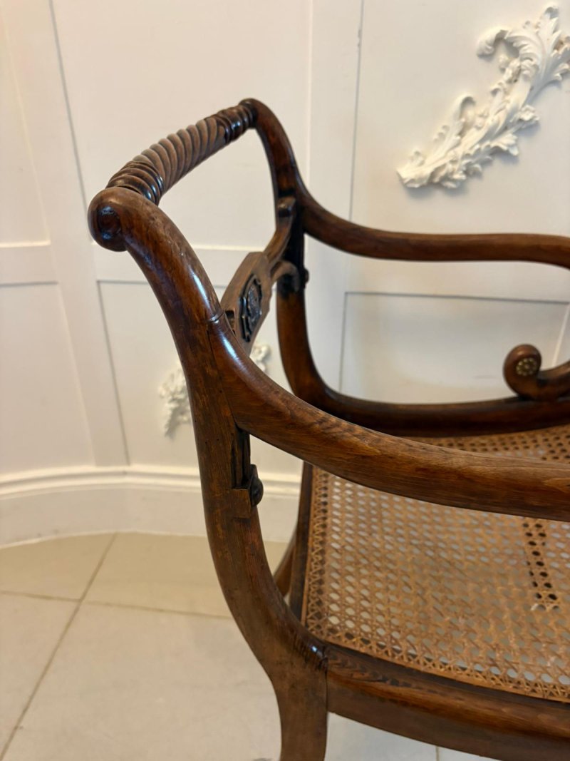 Antique Regency Mahogany Dining Chairs – Set of Six with Cane Seats, Five Singles & One Carver - Image 5